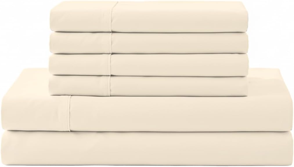 Linen Home 100% Cotton Percale Sheets King Size, White, Deep Pocket, 4 Pieces Set - 1 Flat, 1 Deep Pocket Fitted Sheet and 2 Pillowcases, Crisp Cool and Strong Bed Linen