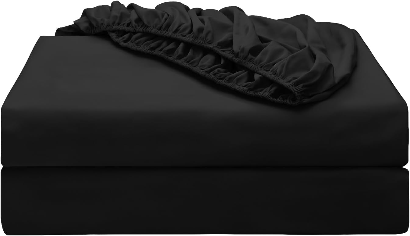 2-Pack Pure Cotton Fitted Sheet Queen Size, 600 Thread Count 16" Deep Pocket Egyptian Cotton Fitted Sheet (2pcs, Queen, White)