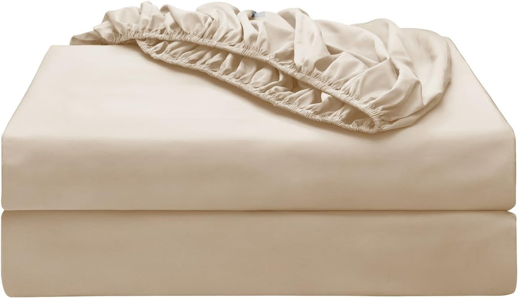 2-Pack Pure Cotton Fitted Sheet Queen Size, 600 Thread Count 16" Deep Pocket Egyptian Cotton Fitted Sheet (2pcs, Queen, White)