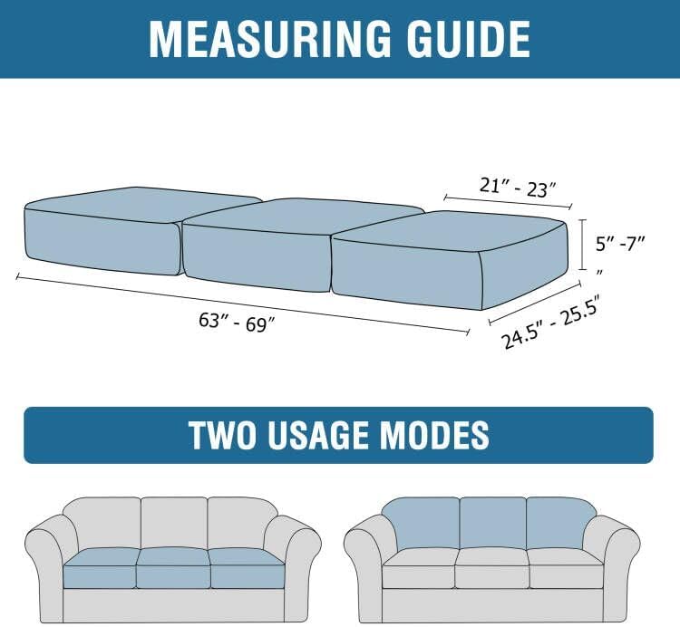 H.VERSAILTEX Water Resistant Woven Linen Look Couch Cushion Covers Sofa Cushion Covers for 3 Cushion Couch Individual Seat Cushion Covers Cushion Protector Slipcovers (3 Pack,Heather Black)