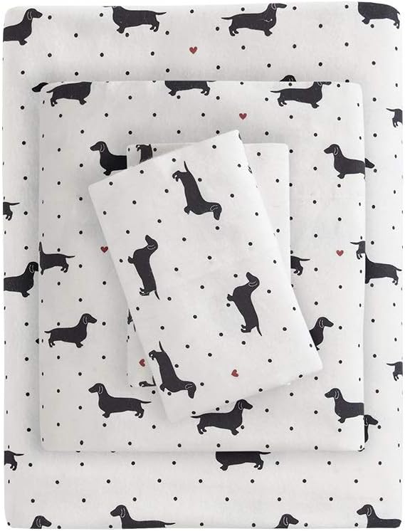 True North by Sleep Philosophy Flannel Sheets Queen Size, Cozy 100% Cotton Flannel Bed Sheets, Ultra Soft Cute Sheet Set, Novelty Print Themed Cold Weather Warm Bedding Set, Grey Dots 4 Piece