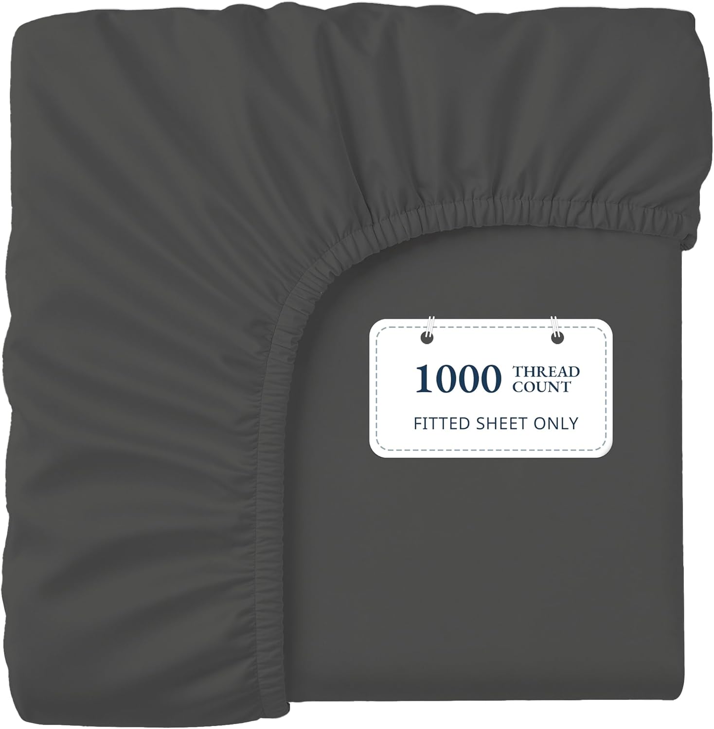 Lane Linen 100% Egyptian Cotton King Size Fitted Sheet Only (79"x81" + 16") - Elegant Sateen Weave, Ultra Soft, Breathable, Highly Durable, Deep Pockets Upto 17" - Charcoal