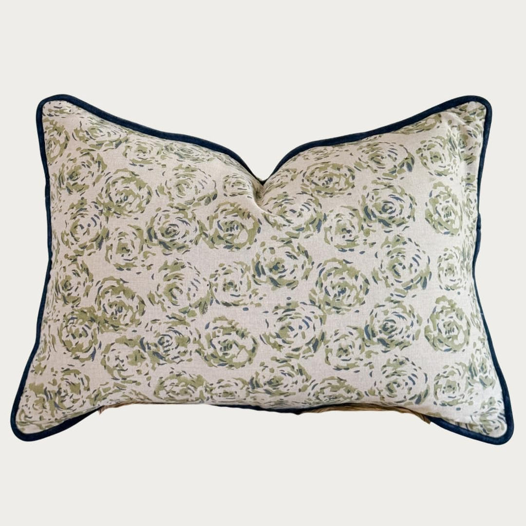 Palm & Loom 100% Cotton Linen Cushion Cover - Mitti Decorative Throw Pillow Case with Brown Check with Self Ruffle Trim - Modern Living Room, Bedroom Pillow Cover - 16x24 Inch