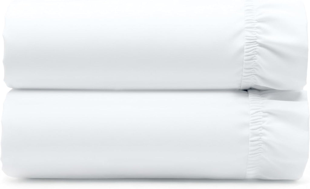 California Design Den 2-Pack 100% Organic Cotton Fitted Sheets Queen Size Percale Only, Soft, Crisp & Lightweight, Snug-Fit, 2X Queen Deep Pocket Fitted Sheet Only - White