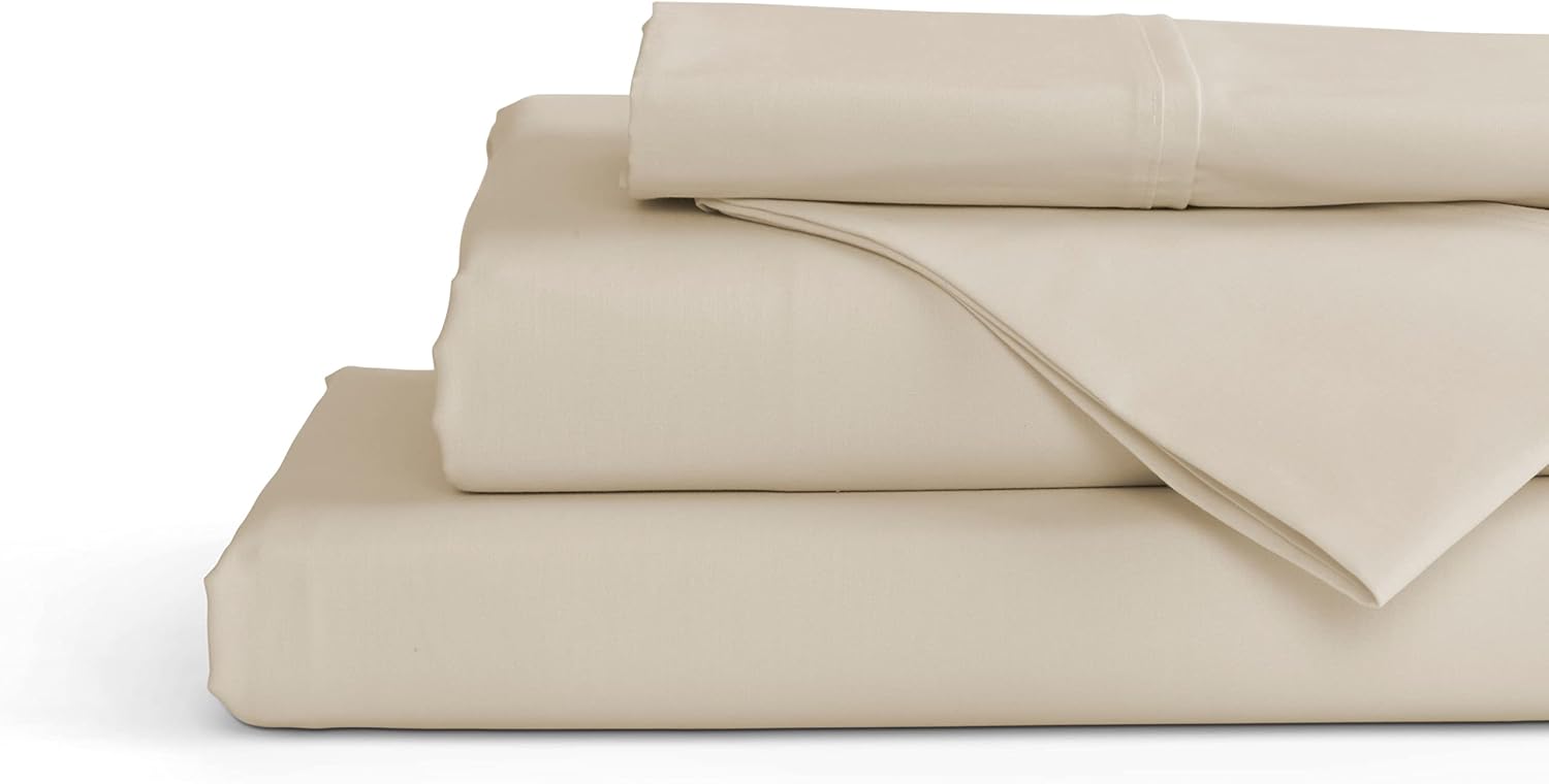 Linen Home 100% Cotton Percale Sheets King Size, White, Deep Pocket, 4 Pieces Set - 1 Flat, 1 Deep Pocket Fitted Sheet and 2 Pillowcases, Crisp Cool and Strong Bed Linen