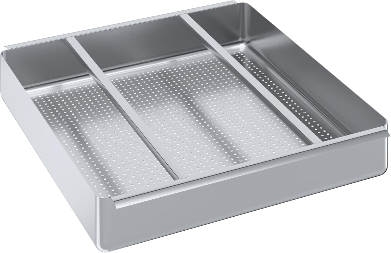 Express KitchQuip Pre-Rinse Basket with Stainless Steel Slides | Premium Quality Stainless Steel Scrap Basket for Commercial Sinks | 19 3/8" x 19 3/8" x 3.5"