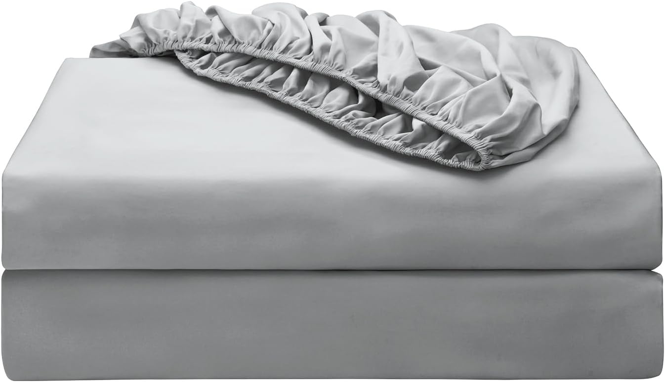 2-Pack Pure Cotton Fitted Sheet Queen Size, 600 Thread Count 16" Deep Pocket Egyptian Cotton Fitted Sheet (2pcs, Queen, White)