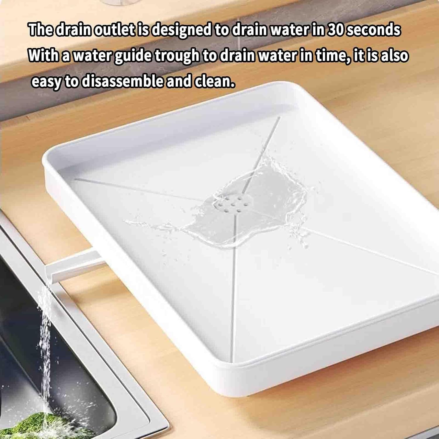 JUSHZ Dish Rack Dish Drying Rack Dish Drainer Over Sink Drainer Draining Rack with Drip Tray Stainless Steel with Cutlery Holder Drainage Removable Cutlery Basket Rotating Spout (40.5x30.5x13cm,Red)