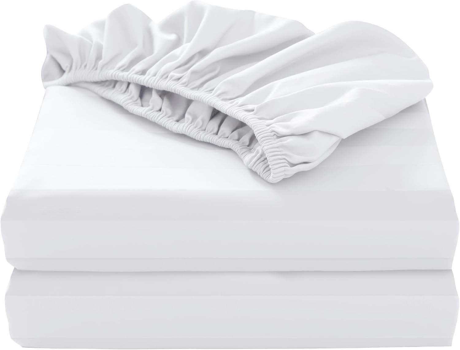 2-Pack Pure Cotton Fitted Sheet Queen Size, 600 Thread Count 16" Deep Pocket Egyptian Cotton Fitted Sheet (2pcs, Queen, White)