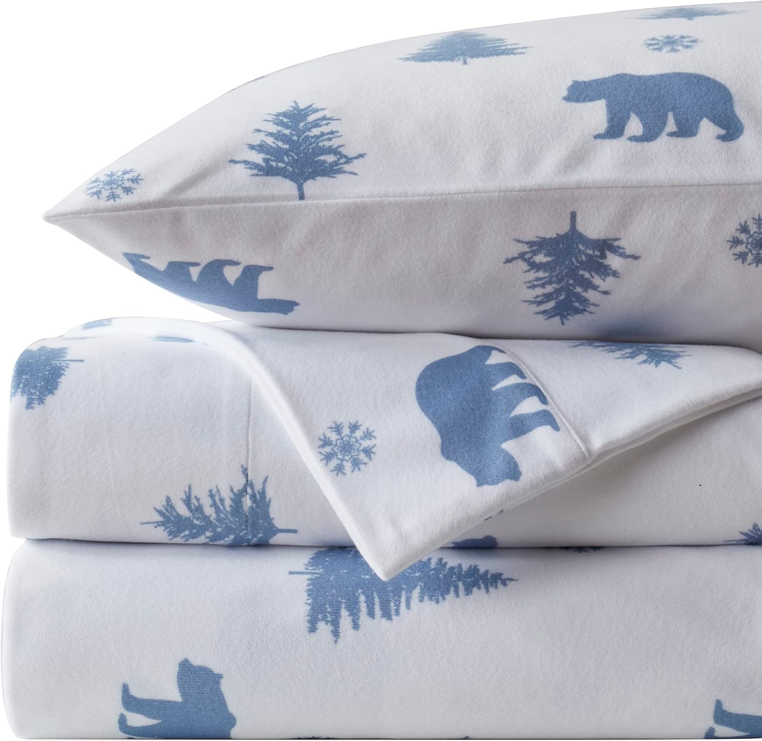 Flannel Sheets Warm and Cozy Deep Pocket Breathable All Season Bedding Set with Fitted, Flat and Pillowcases, Queen, Black