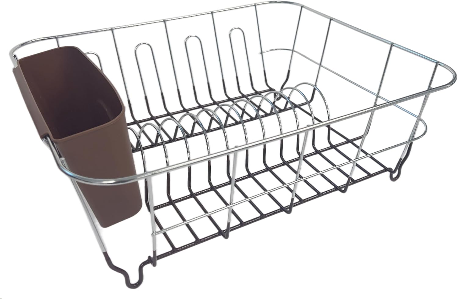 Sweet Home Collection 2 Piece Dish Drying Rack Set Drainer with Utensil Holder Simple Easy to Use Fits in Most Sinks, 14.5" x 13" x 5.25", Black (Pack of 12)