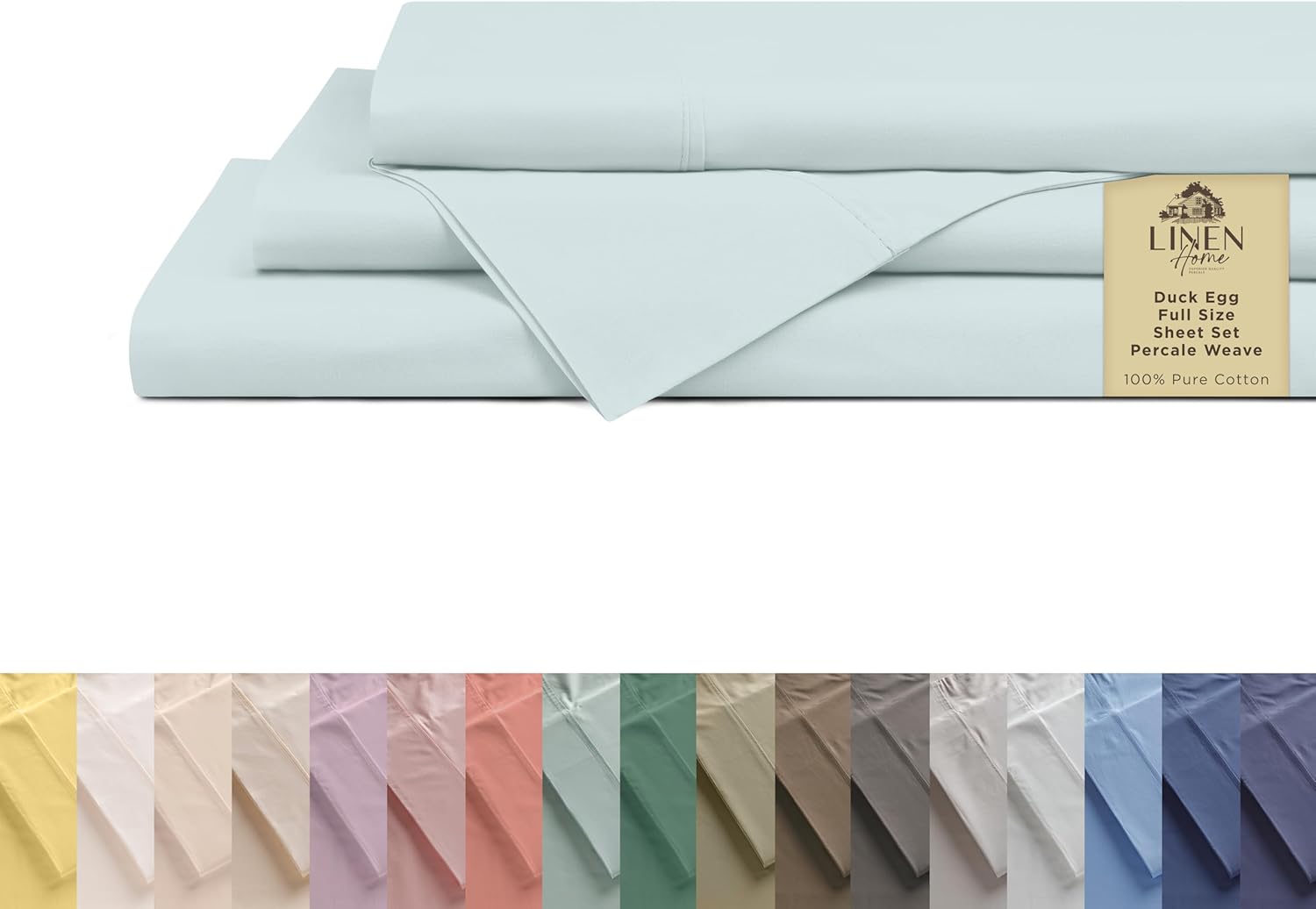Linen Home 100% Cotton Percale Sheets King Size, White, Deep Pocket, 4 Pieces Set - 1 Flat, 1 Deep Pocket Fitted Sheet and 2 Pillowcases, Crisp Cool and Strong Bed Linen