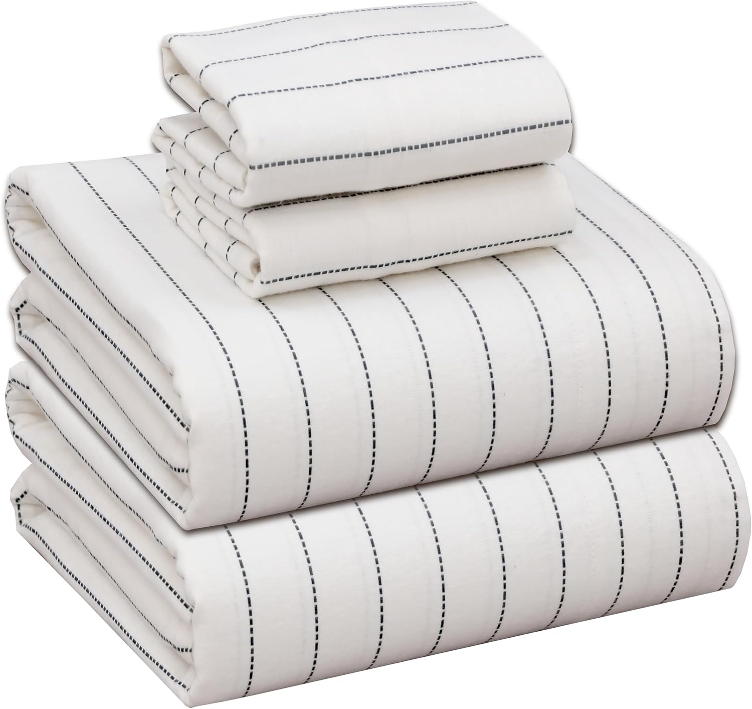 RUVANTI Flannel Sheets King Size - 100% Cotton Double Brushed King Size Sheets Set - Deep Pockets 16 Inches Bed Sheets - All Seasons Breathable & Extra Soft - Warm & Cozy, 4 Piece, DNA Plaid