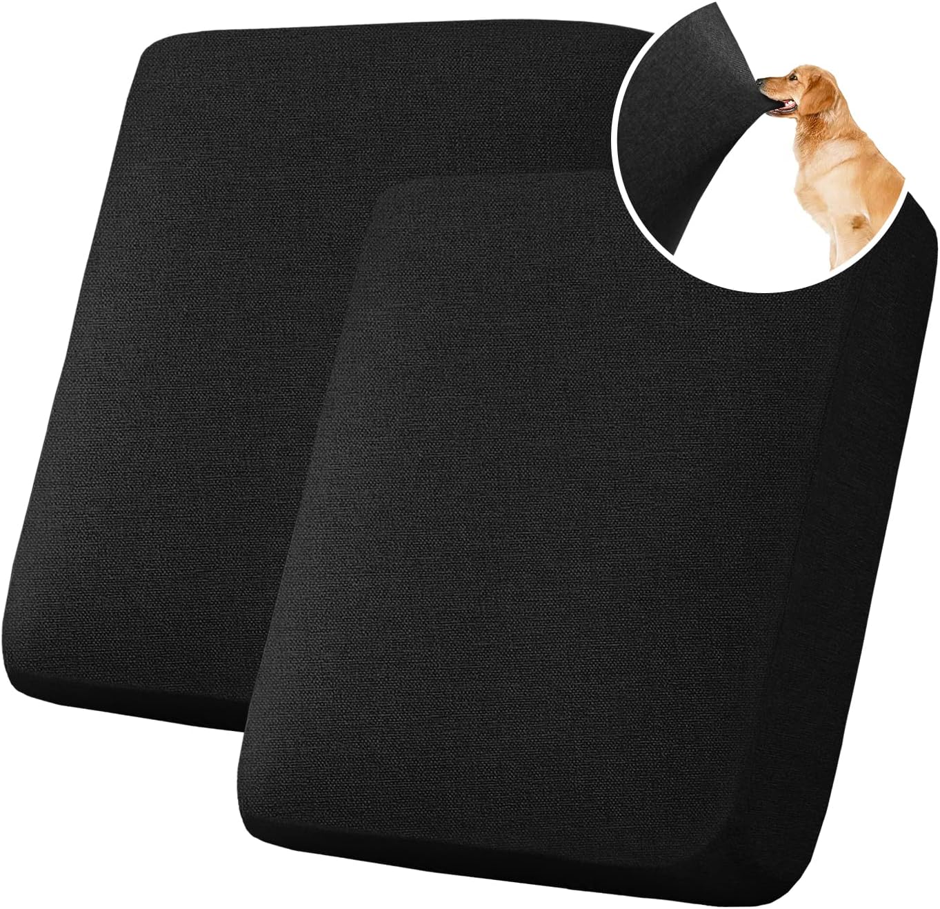 H.VERSAILTEX Water Resistant Woven Linen Look Couch Cushion Covers Sofa Cushion Covers for 3 Cushion Couch Individual Seat Cushion Covers Cushion Protector Slipcovers (3 Pack,Heather Black)