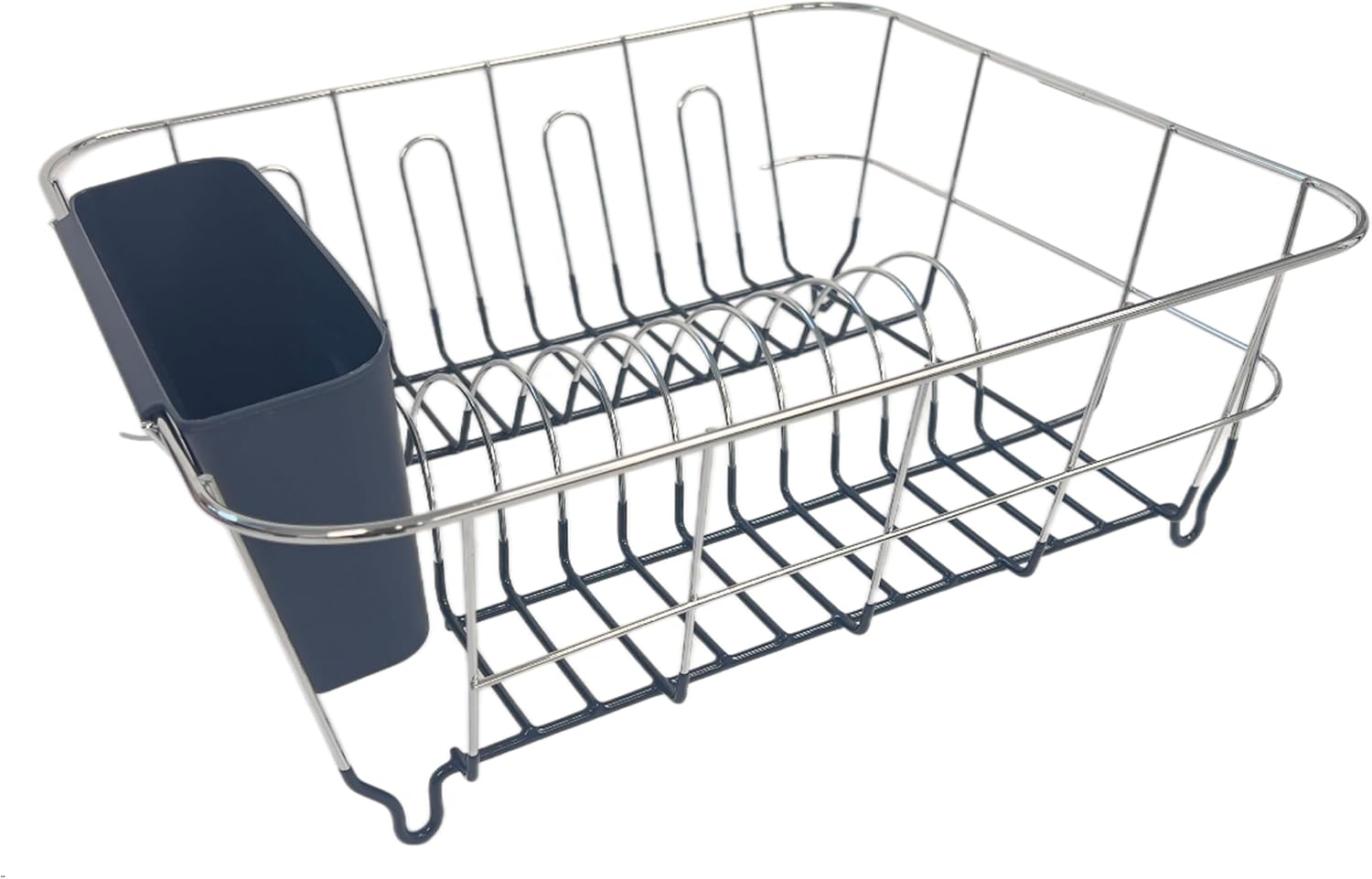 Sweet Home Collection 2 Piece Dish Drying Rack Set Drainer with Utensil Holder Simple Easy to Use Fits in Most Sinks, 14.5" x 13" x 5.25", Black (Pack of 12)