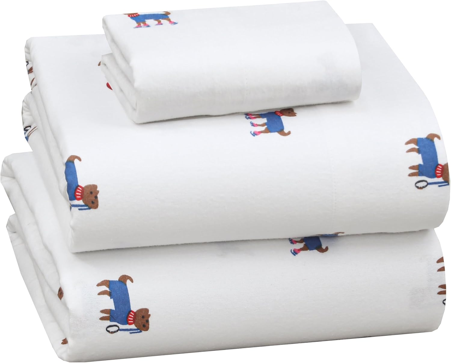 RUVANTI Flannel Sheets King Size - 100% Cotton Double Brushed King Size Sheets Set - Deep Pockets 16 Inches Bed Sheets - All Seasons Breathable & Extra Soft - Warm & Cozy, 4 Piece, DNA Plaid