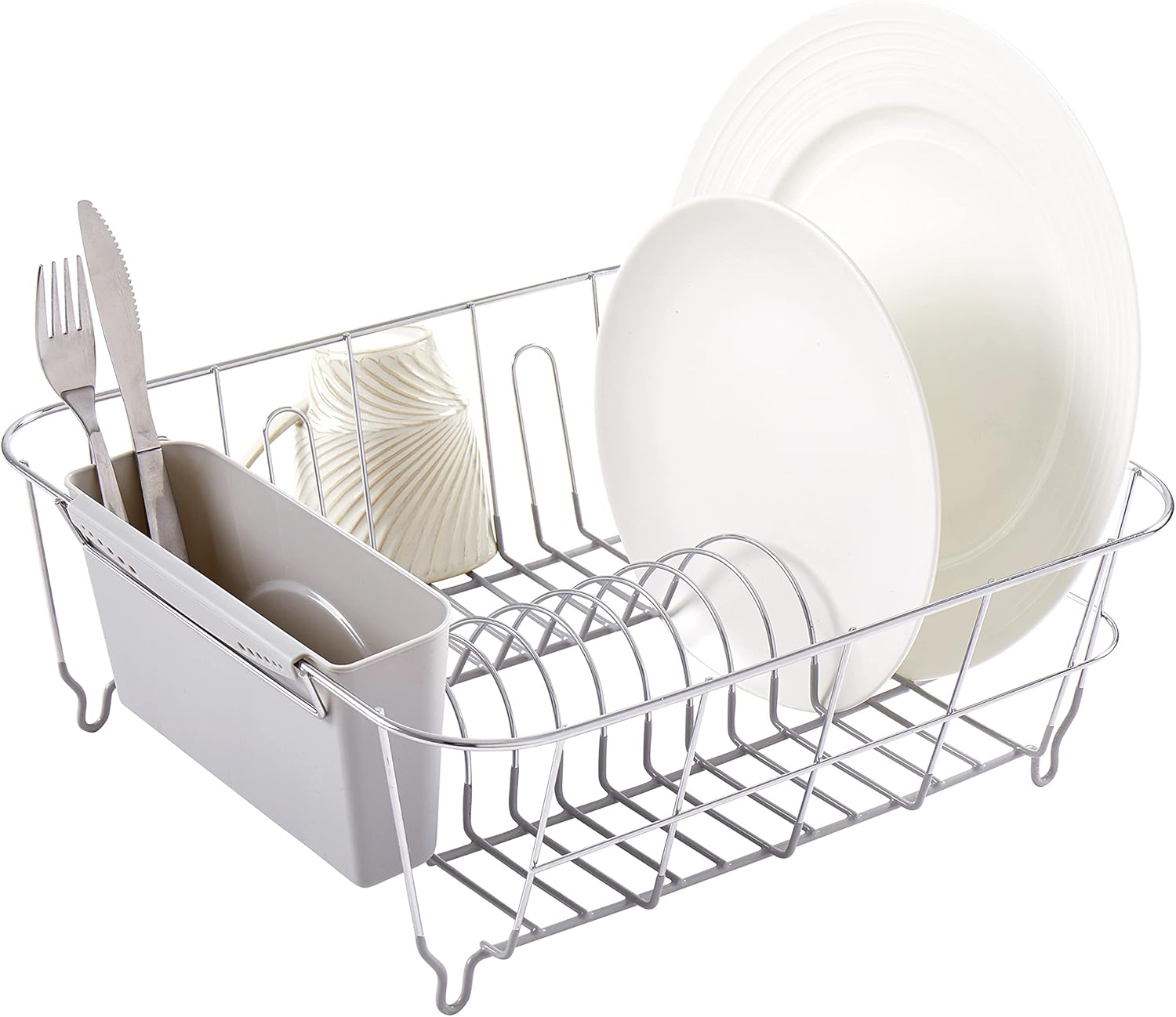 Sweet Home Collection 2 Piece Dish Drying Rack Set Drainer with Utensil Holder Simple Easy to Use Fits in Most Sinks, 14.5" x 13" x 5.25", Black (Pack of 12)