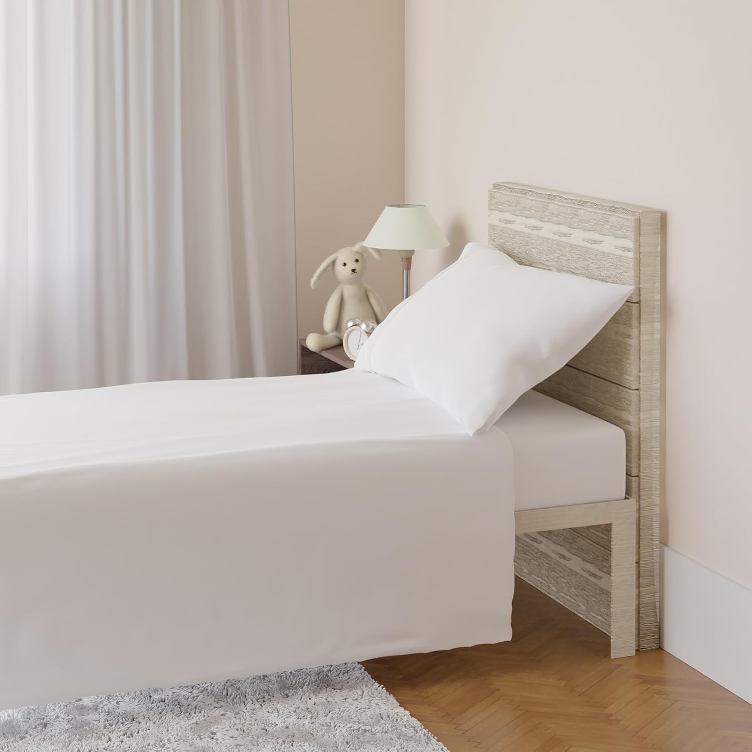 Amazon Basics 4 Piece Bed Sheets Set, 100% Cotton Jersey, Includes Super Soft, Flat and Fitted Sheets, Pillowcase, King, Oatmeal, Solid