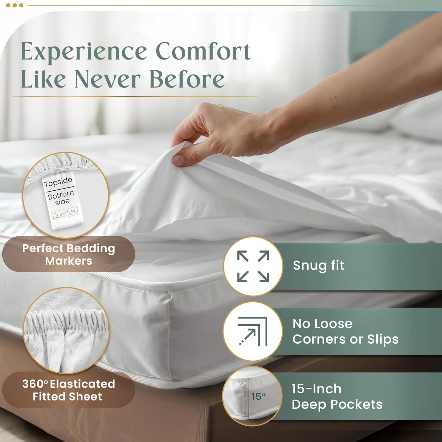 100% Egyptian Cotton Sheets King Size Sheets Set with Fully Elasticated Fitted Sheet & Pillowcase sets, 800 TC Hotel Collection Deep Pocket King Sheet Set, No Pill Soft Breathable Luxury White Bedding