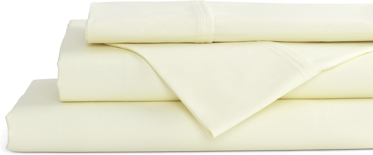 Linen Home 100% Cotton Percale Sheets King Size, White, Deep Pocket, 4 Pieces Set - 1 Flat, 1 Deep Pocket Fitted Sheet and 2 Pillowcases, Crisp Cool and Strong Bed Linen