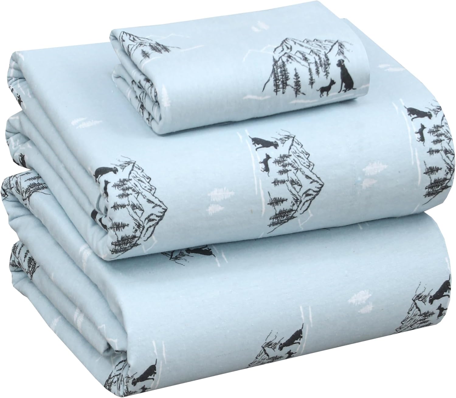 RUVANTI Flannel Sheets King Size - 100% Cotton Double Brushed King Size Sheets Set - Deep Pockets 16 Inches Bed Sheets - All Seasons Breathable & Extra Soft - Warm & Cozy, 4 Piece, DNA Plaid