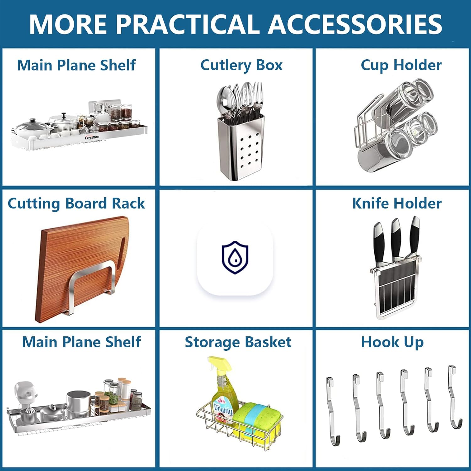 Loyalfire Over Sink Dish Drying Rack, 3 Tier Adjustable Length (20.87'' to 37.6'') Full Stainless Steel Large Storage Kitchen Dish Rack, Expandable Drainer Shelf Rack with Multifunctional Organizers