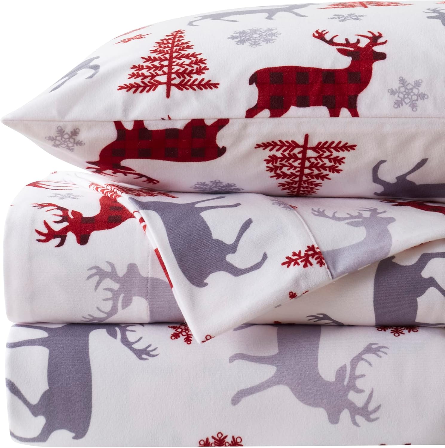 Flannel Sheets Warm and Cozy Deep Pocket Breathable All Season Bedding Set with Fitted, Flat and Pillowcases, Queen, Black