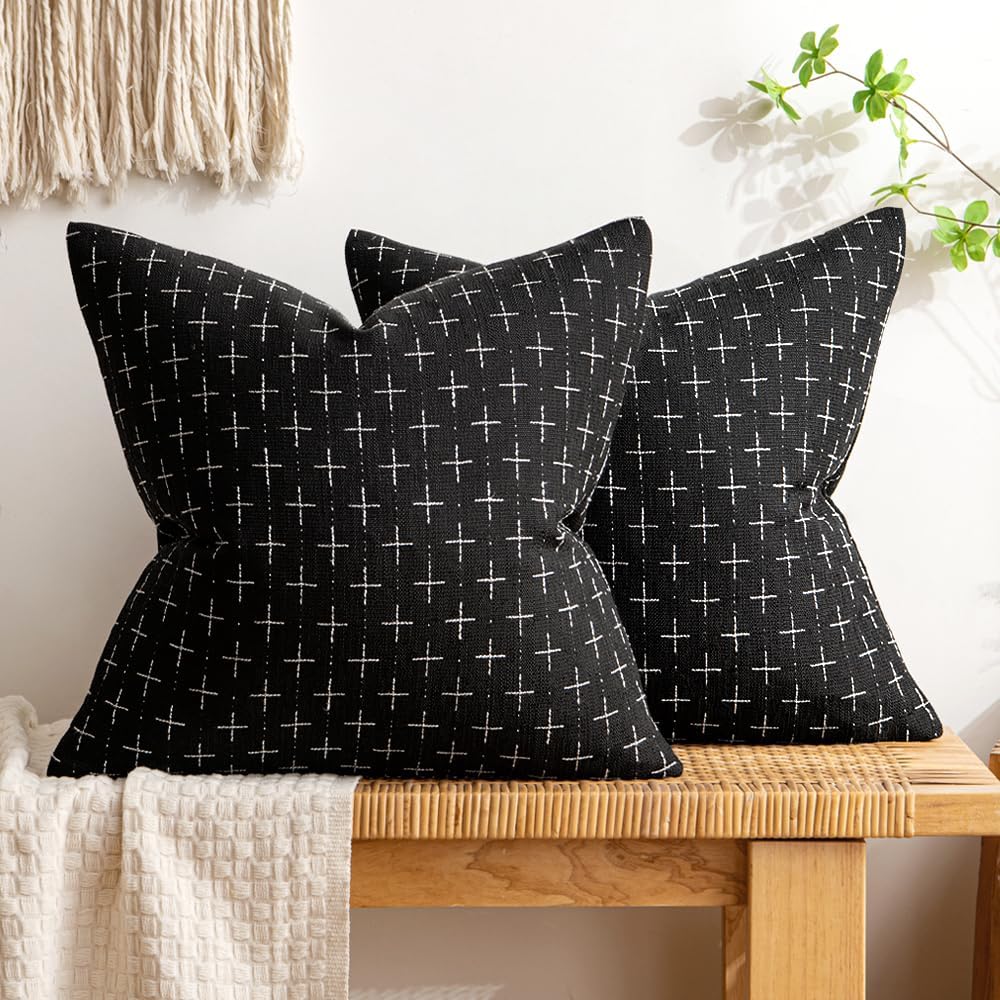 MIULEE Pack of 2 Decorative Burlap Linen Euro Spring Throw Pillow Covers for Sofa Couch Bed Farmhouse Pillowcases Modern Rustic Woven Textured Cushion Cover Taupe