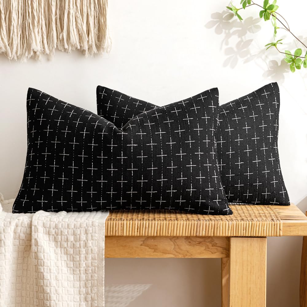 MIULEE Pack of 2 Decorative Burlap Linen Euro Spring Throw Pillow Covers for Sofa Couch Bed Farmhouse Pillowcases Modern Rustic Woven Textured Cushion Cover Taupe