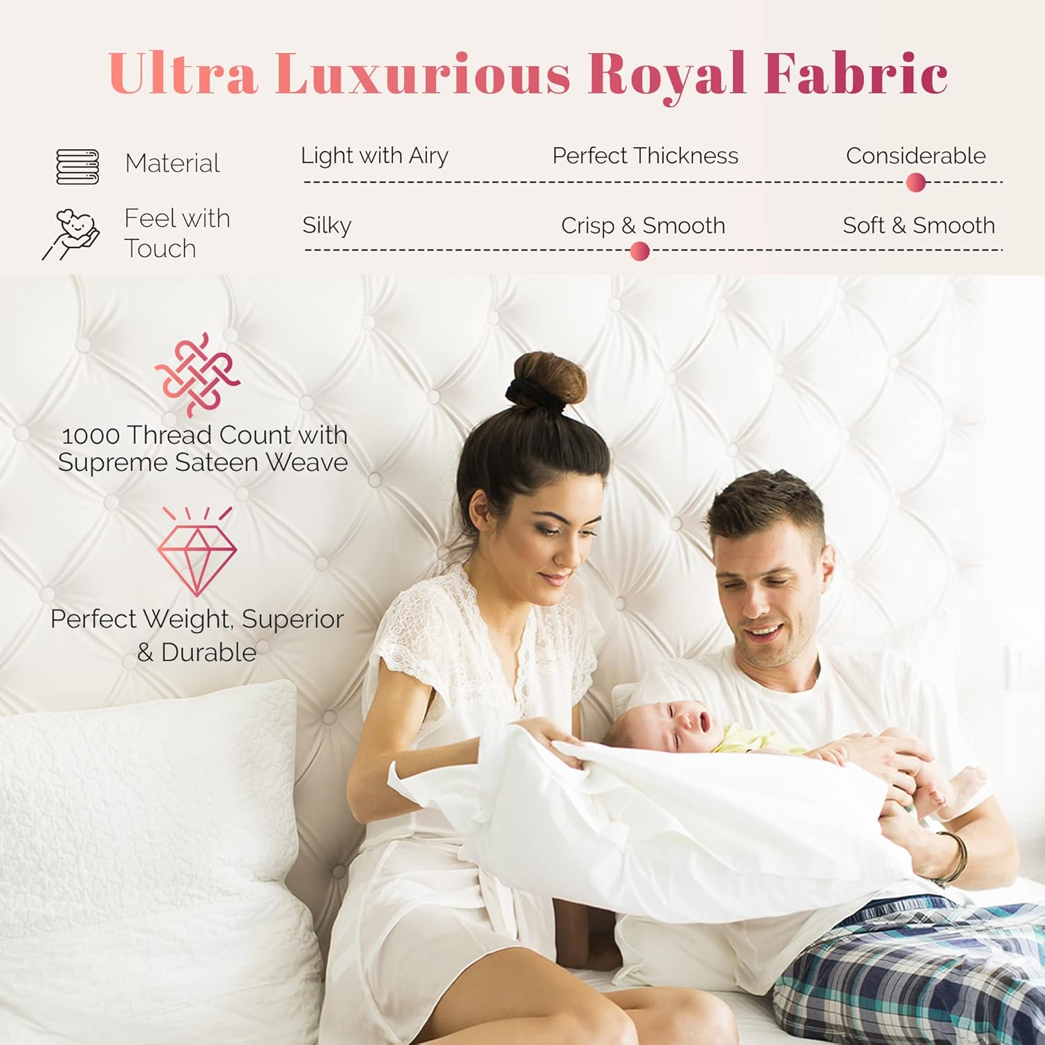 Ashton Sheets Luxury Egyptian Cotton Queen Fitted Sheet Pack of 2-1000-Thread-Count 16" Deep Pocket, Soft, Cooling, Sateen Weave, Extra Long Staple Queen Size - White