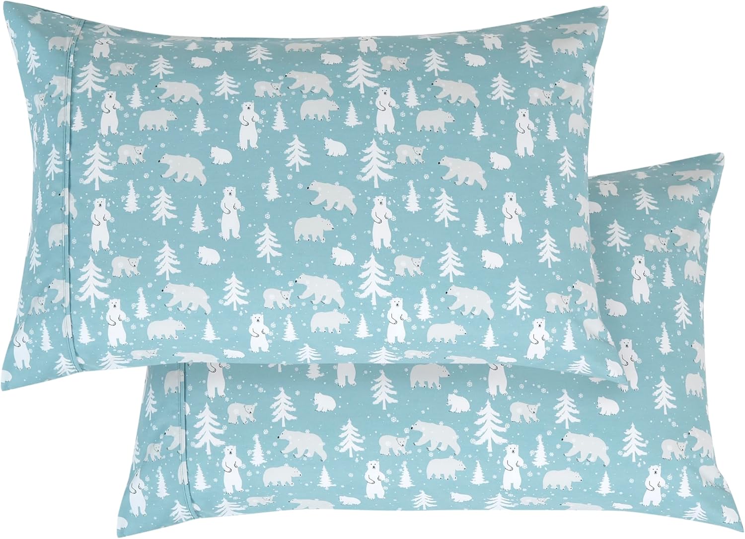 Elegant Comfort Luxury Soft Bed Sheets Holiday Pattern 1500 Premium Hotel Quality Microfiber - Softness Wrinkle and Fade Resistant (6-Piece) Bedding Set, Queen, Blue Polar Bear