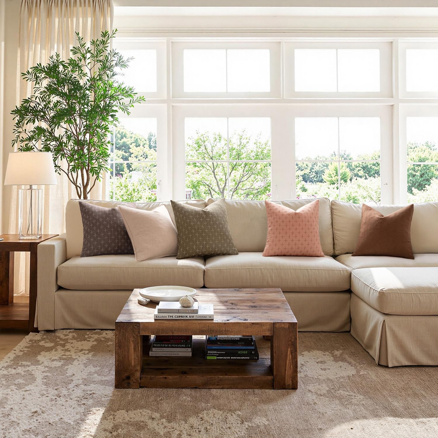 MIULEE Pack of 2 Decorative Burlap Linen Euro Spring Throw Pillow Covers for Sofa Couch Bed Farmhouse Pillowcases Modern Rustic Woven Textured Cushion Cover Taupe