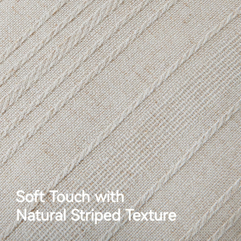 a moment Linen Pillow Covers Set of 2,Boho Farmhouse Throw Pillowcases Neutral Textured Decorative Covers for Couch Sofa,Soft Linen Blend Accent Case Cushion Living Room Home Decor 24"x24"Ivory