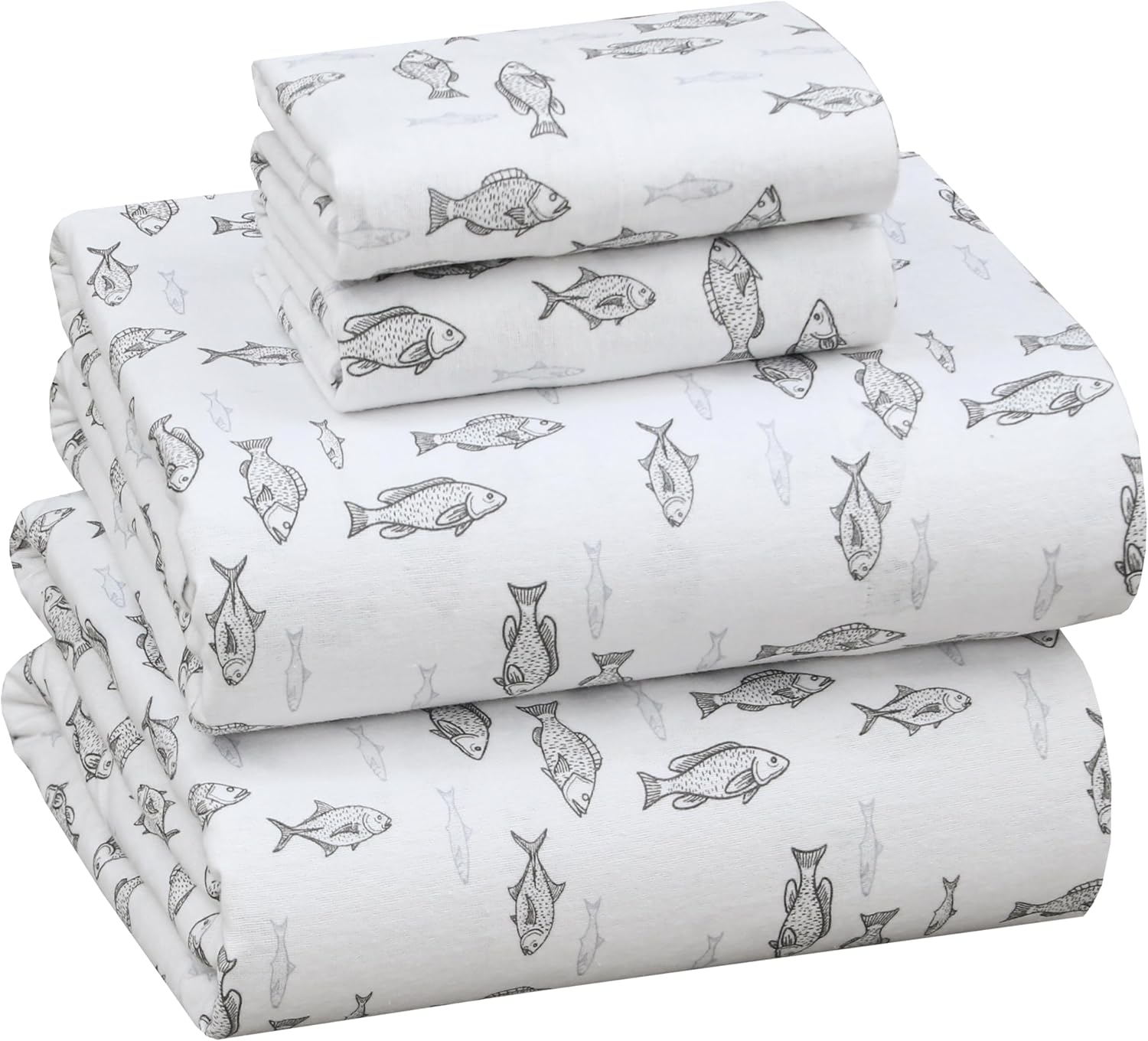 RUVANTI Flannel Sheets King Size - 100% Cotton Double Brushed King Size Sheets Set - Deep Pockets 16 Inches Bed Sheets - All Seasons Breathable & Extra Soft - Warm & Cozy, 4 Piece, DNA Plaid