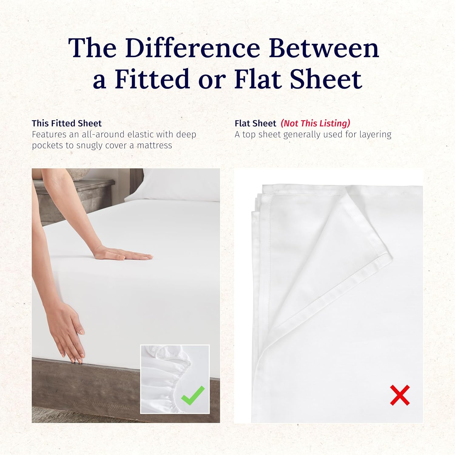 California Design Den Luxurious King Size Fitted Sheet Only - 100% Cotton, 600 Thread Count Sateen, Soft Deep Pocket Bottom Fitted Sheet, Premium-Feel Bedding, Featuring Foot Side Indicator - White