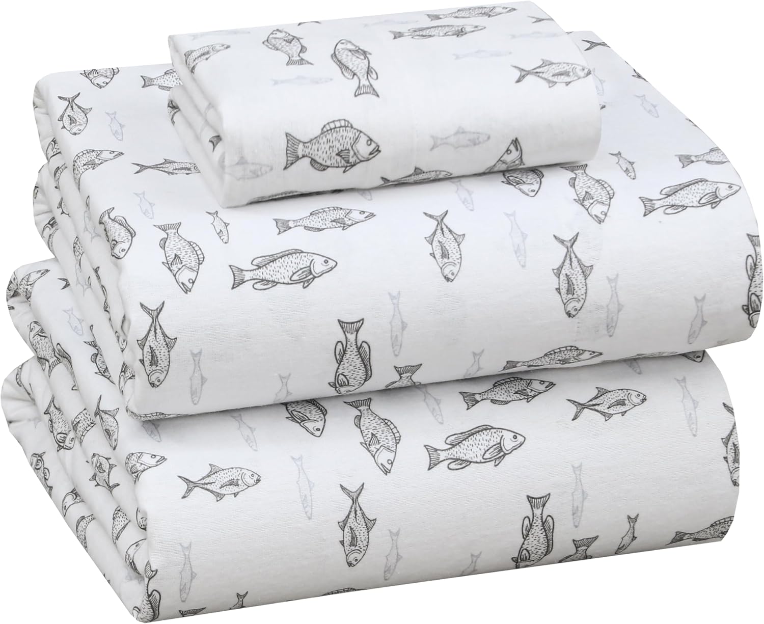 RUVANTI Flannel Sheets King Size - 100% Cotton Double Brushed King Size Sheets Set - Deep Pockets 16 Inches Bed Sheets - All Seasons Breathable & Extra Soft - Warm & Cozy, 4 Piece, DNA Plaid