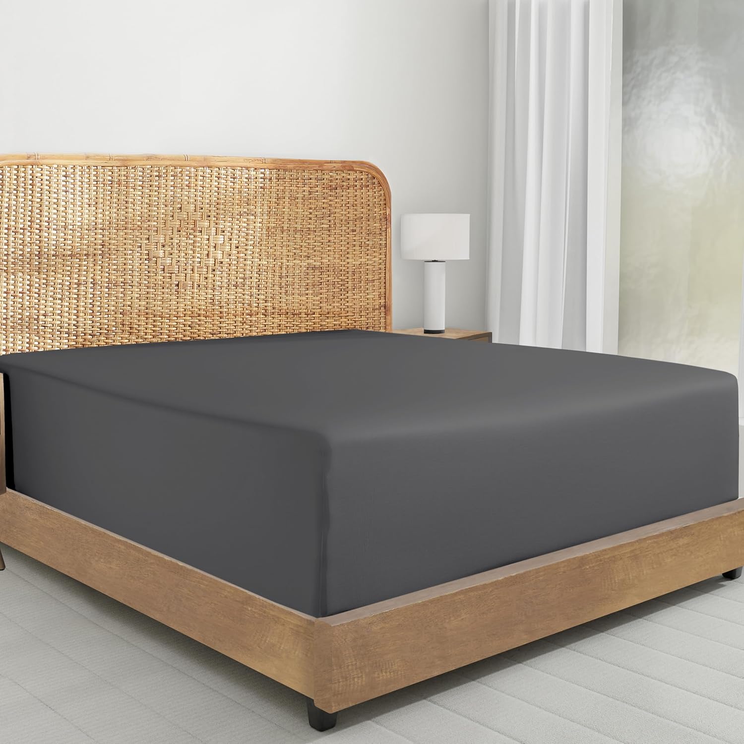 California Design Den 2-Pack 100% Organic Cotton Fitted Sheets Queen Size Percale Only, Soft, Crisp & Lightweight, Snug-Fit, 2X Queen Deep Pocket Fitted Sheet Only - White