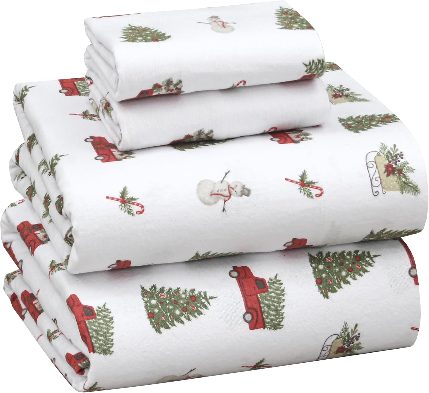 RUVANTI Flannel Sheets King Size - 100% Cotton Double Brushed King Size Sheets Set - Deep Pockets 16 Inches Bed Sheets - All Seasons Breathable & Extra Soft - Warm & Cozy, 4 Piece, DNA Plaid