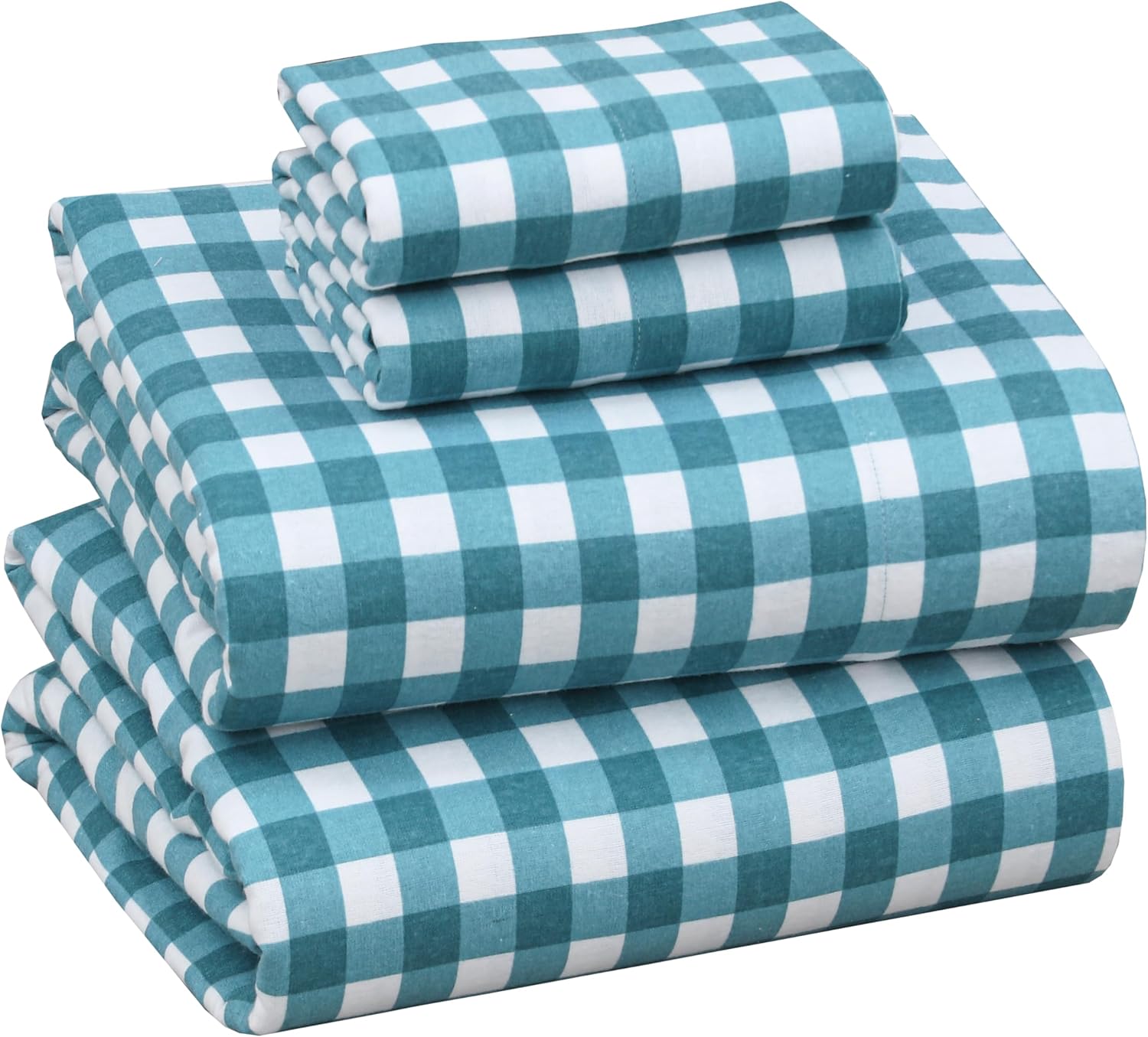 RUVANTI Flannel Sheets King Size - 100% Cotton Double Brushed King Size Sheets Set - Deep Pockets 16 Inches Bed Sheets - All Seasons Breathable & Extra Soft - Warm & Cozy, 4 Piece, DNA Plaid