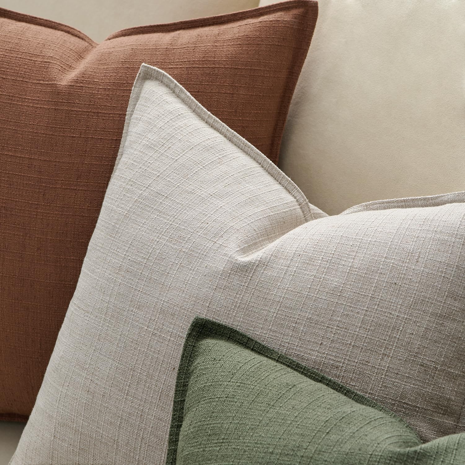 MIULEE Euro Sham Pillow Covers for Bed 26x26, 2 Pack Natural Linen Thick & Textured Decorative Throw Pillow Covers, Neutral Cushion Cases, Modern Farmhouse Home Decor, No Filling