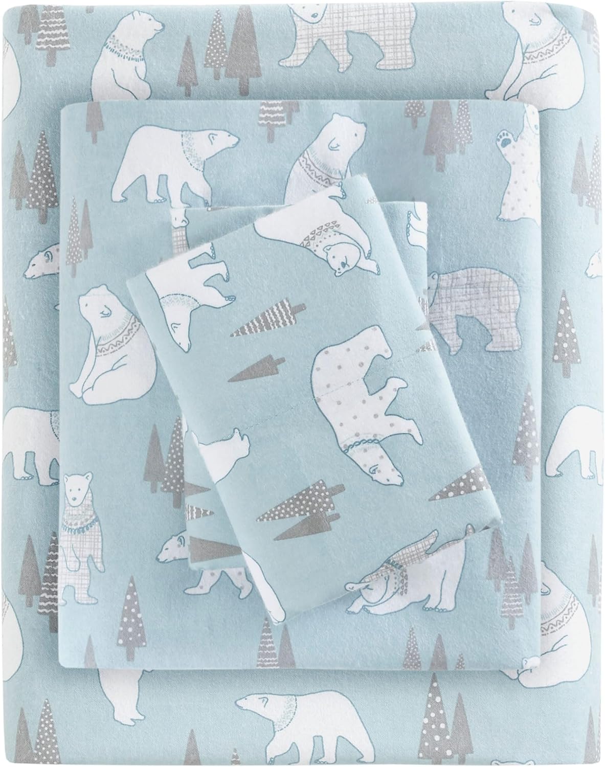 True North by Sleep Philosophy Flannel Sheets Queen Size, Cozy 100% Cotton Flannel Bed Sheets, Ultra Soft Cute Sheet Set, Novelty Print Themed Cold Weather Warm Bedding Set,Multi Leaves 4 Piece