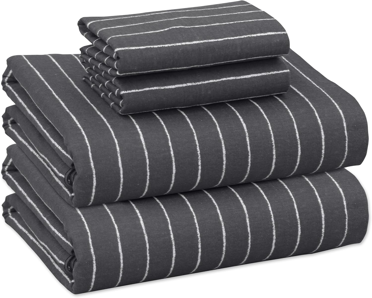 RUVANTI Flannel Sheets King Size - 100% Cotton Double Brushed King Size Sheets Set - Deep Pockets 16 Inches Bed Sheets - All Seasons Breathable & Extra Soft - Warm & Cozy, 4 Piece, DNA Plaid