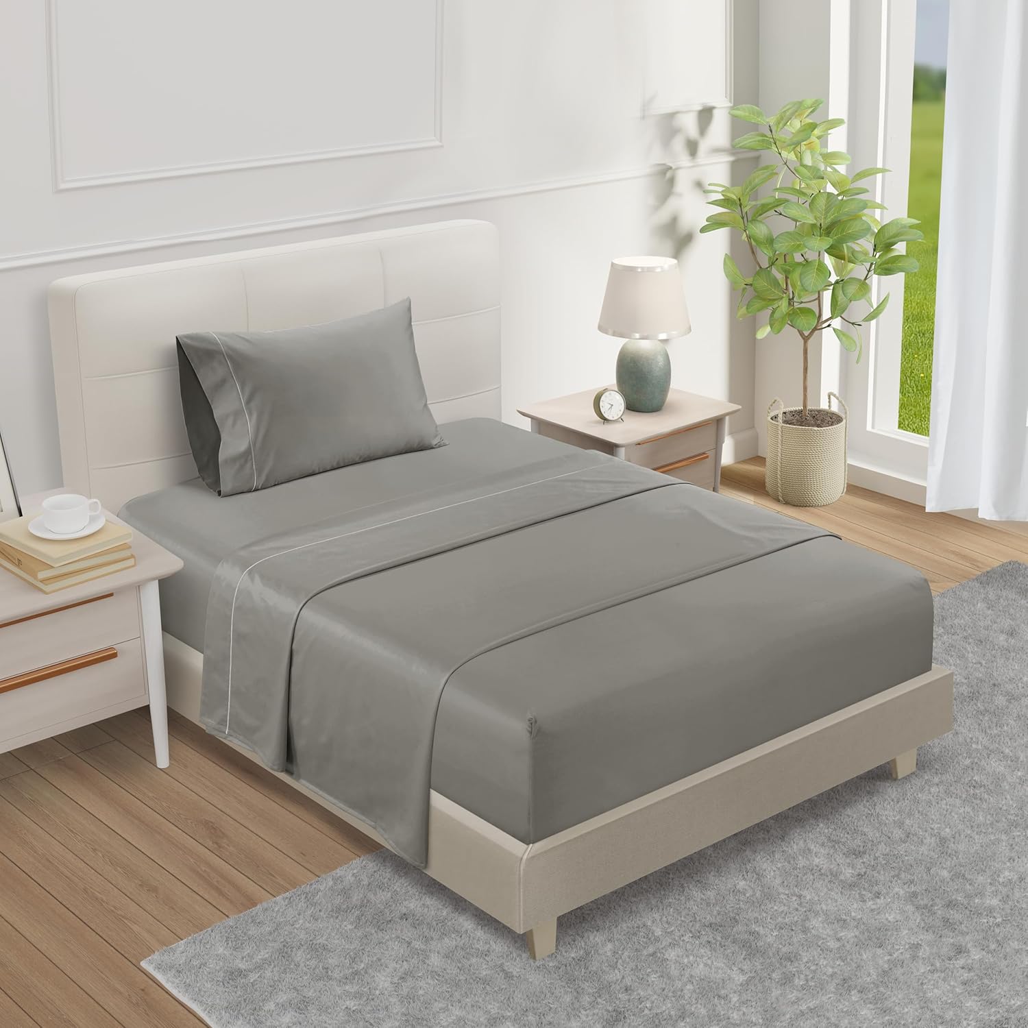 100% Egyptian Cotton Sheets King Size Sheets Set with Fully Elasticated Fitted Sheet & Pillowcase sets, 800 TC Hotel Collection Deep Pocket King Sheet Set, No Pill Soft Breathable Luxury White Bedding