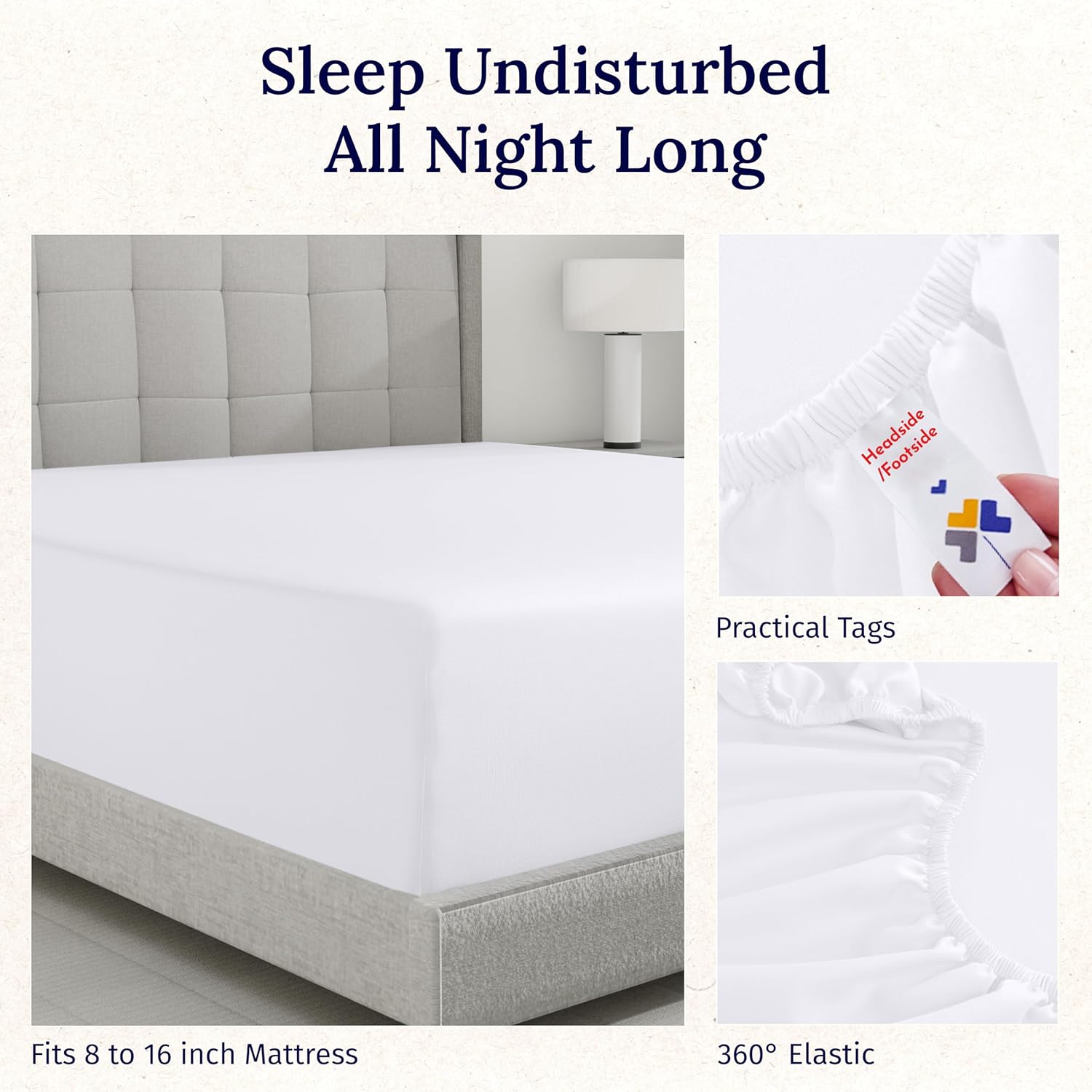 California Design Den Luxurious King Size Fitted Sheet Only - 100% Cotton, 600 Thread Count Sateen, Soft Deep Pocket Bottom Fitted Sheet, Premium-Feel Bedding, Featuring Foot Side Indicator - White