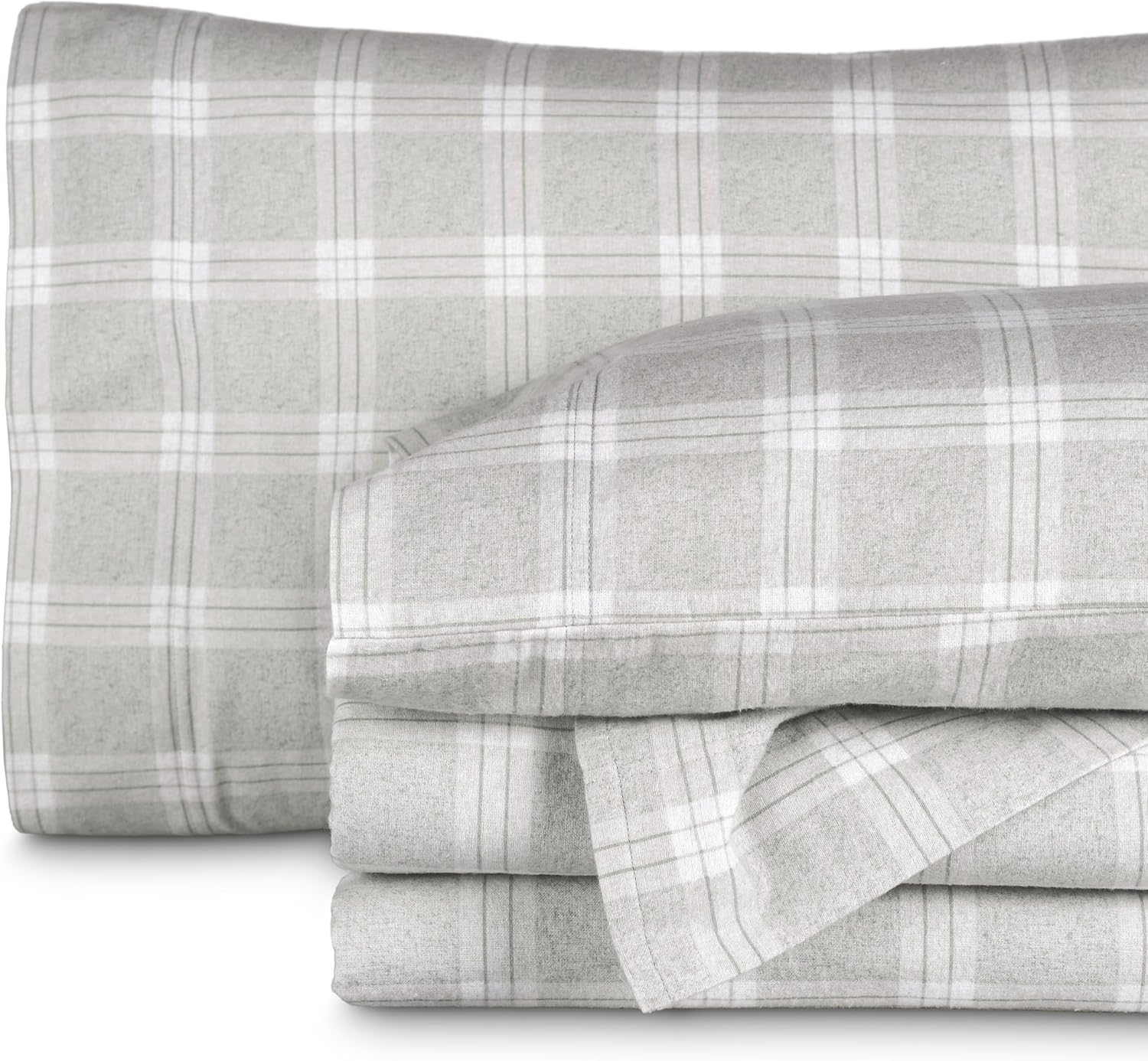 Bare Home Flannel Sheet Set Prints, 100% Cotton, Velvety Soft Heavyweight - Double Brushed Flannel for Extra Softness & Comfort - Deep Pocket - Bed Sheets (Queen, Tartan Plaid)