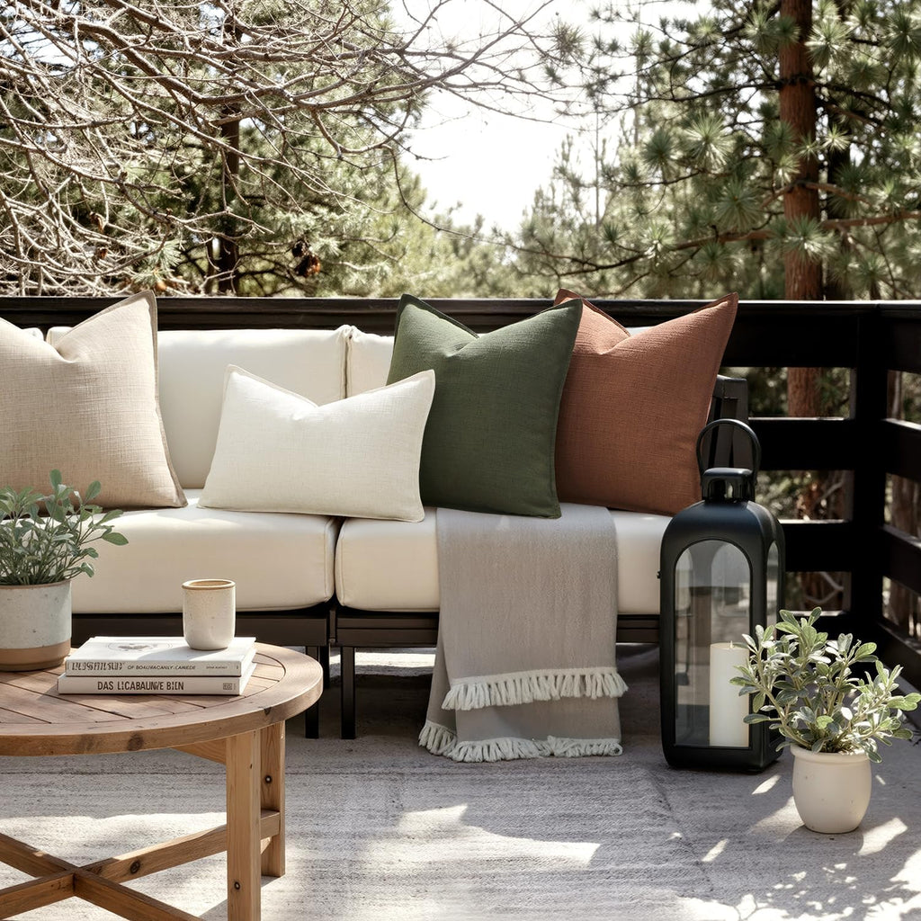 MIULEE Euro Sham Pillow Covers for Bed 26x26, 2 Pack Natural Linen Thick & Textured Decorative Throw Pillow Covers, Neutral Cushion Cases, Modern Farmhouse Home Decor, No Filling