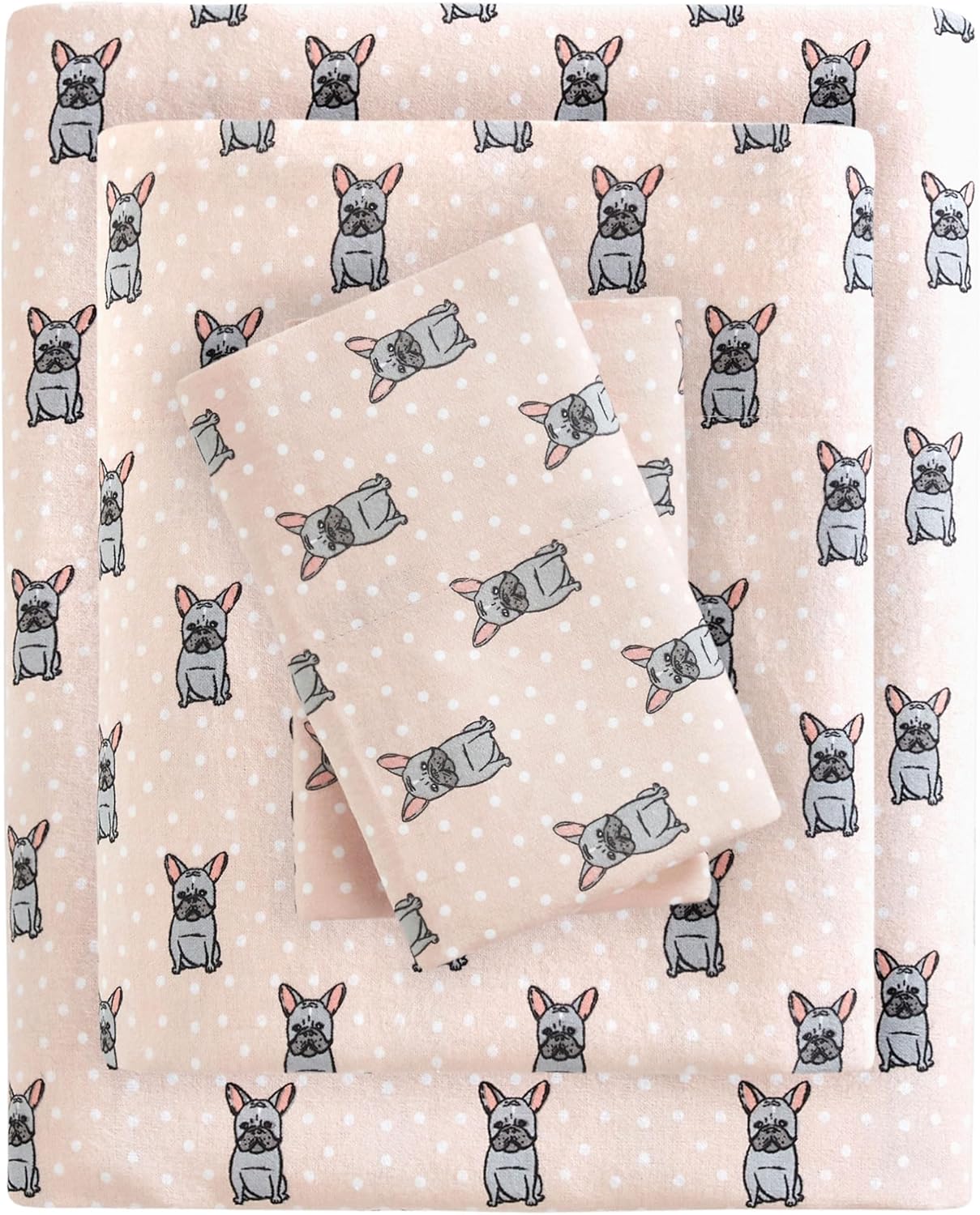 True North by Sleep Philosophy Flannel Sheets Queen Size, Cozy 100% Cotton Flannel Bed Sheets, Ultra Soft Cute Sheet Set, Novelty Print Themed Cold Weather Warm Bedding Set, Grey Dots 4 Piece