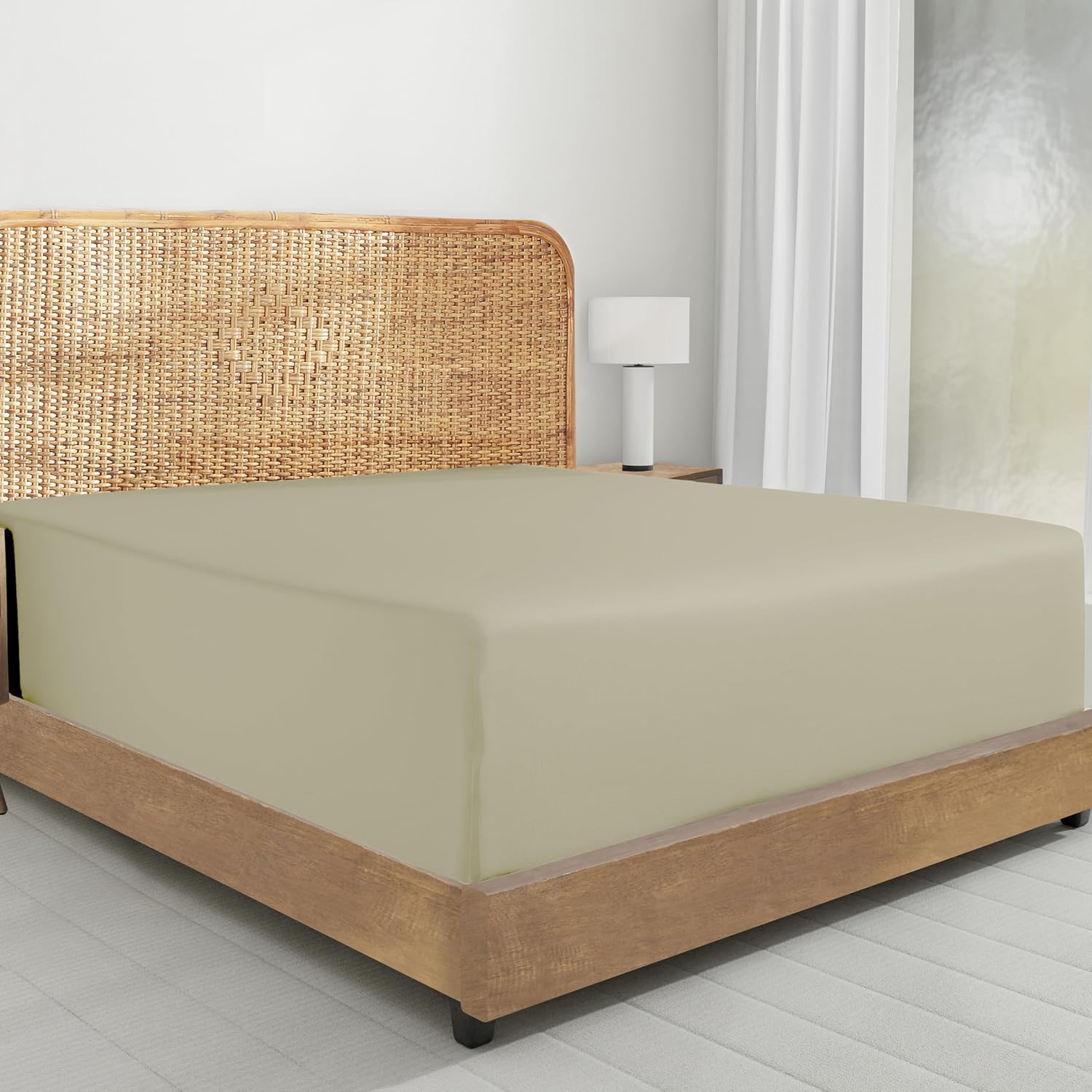 California Design Den 2-Pack 100% Organic Cotton Fitted Sheets Queen Size Percale Only, Soft, Crisp & Lightweight, Snug-Fit, 2X Queen Deep Pocket Fitted Sheet Only - White