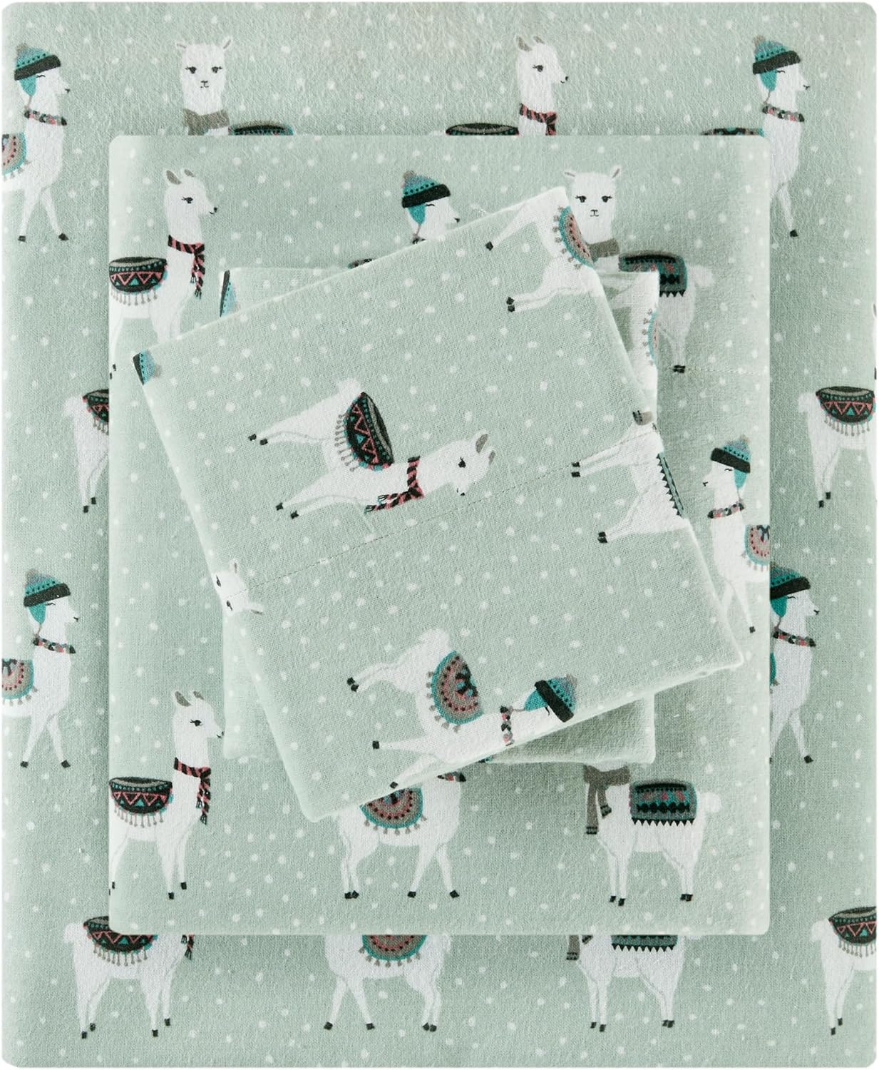 True North by Sleep Philosophy Flannel Sheets Queen Size, Cozy 100% Cotton Flannel Bed Sheets, Ultra Soft Cute Sheet Set, Novelty Print Themed Cold Weather Warm Bedding Set, Grey Dots 4 Piece