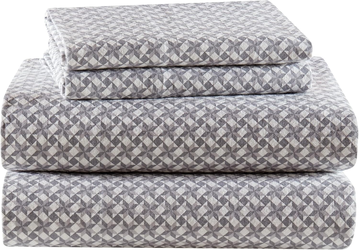True North by Sleep Philosophy Flannel Sheets Queen Size, Cozy 100% Cotton Flannel Bed Sheets, Ultra Soft Cute Sheet Set, Novelty Print Themed Cold Weather Warm Bedding Set, Grey Dots 4 Piece